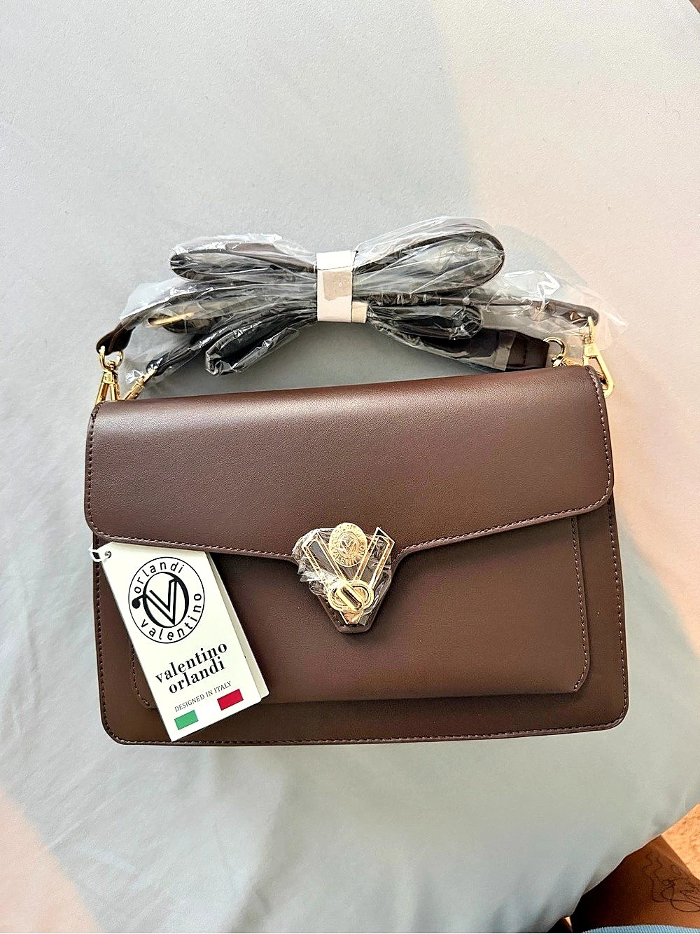 Valentino Orlandi Brown Gold Hardware Shoulder Crossbody Bag NWT